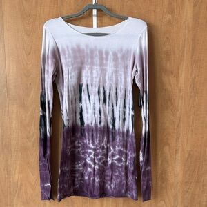 Hard Tail Purple and Black Tie-Dye Long Skinny Long Sleeve Top